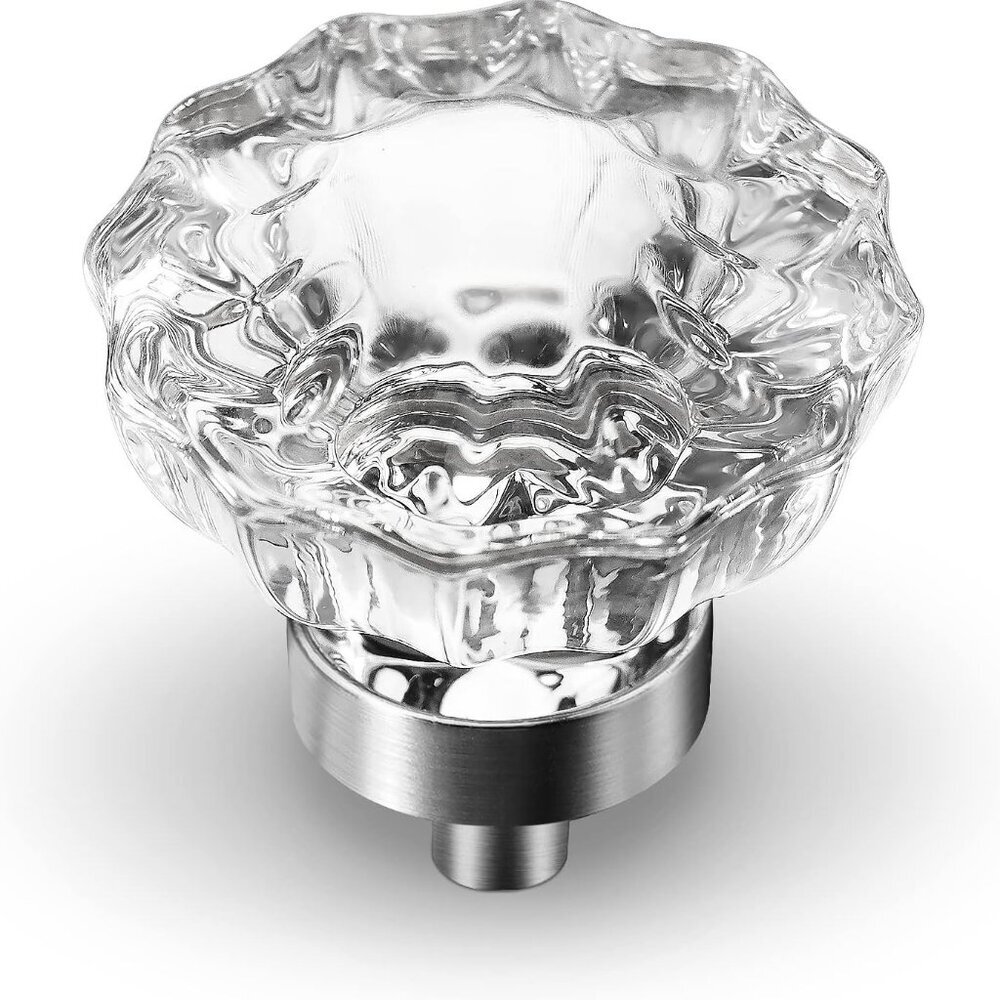 8 Pack Crystal Dresser Knobs, Single Hole Brushed Nickel Cabinet Knobs Crystal K